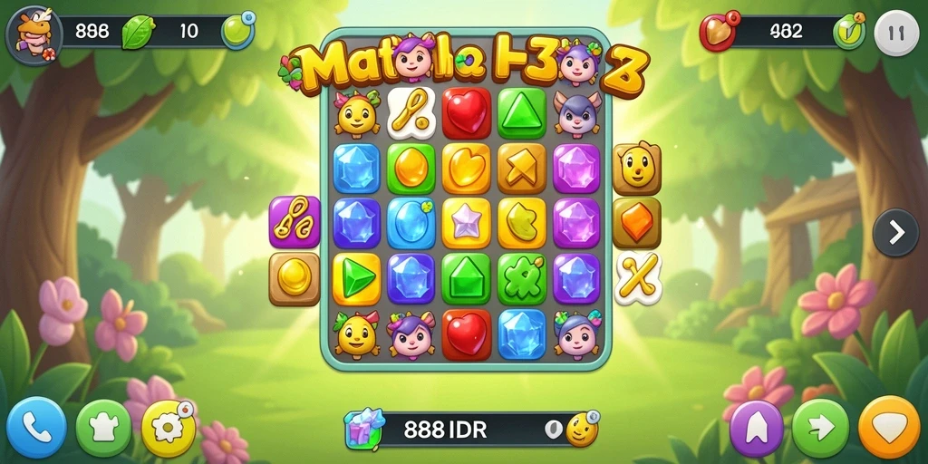 Tampilan gameplay seru dengan kombinasi warna-warni dalam 888IDR.