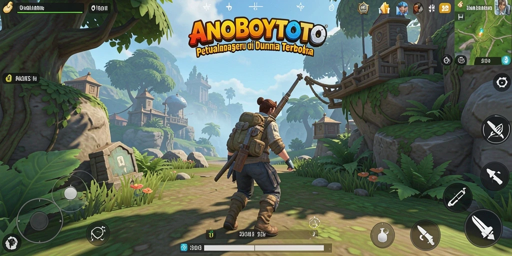 Screenshot gameplay ANOBOYTOTO menampilkan petualangan seru di dunia terbuka.