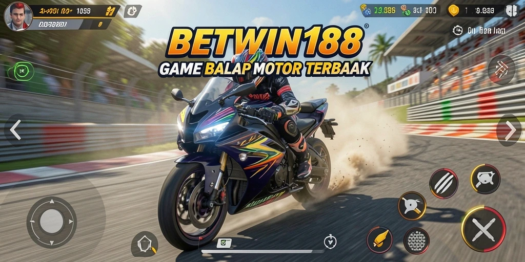 Screenshot menunjukkan balapan motor yang cepat dan mendebarkan.