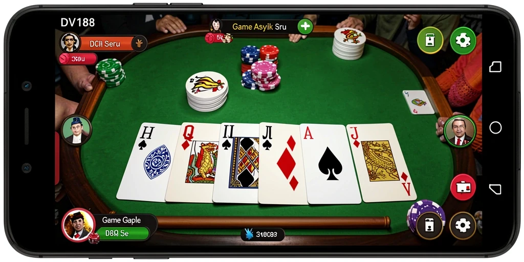 Tampilan gameplay seru dalam permainan Gaple DV188.