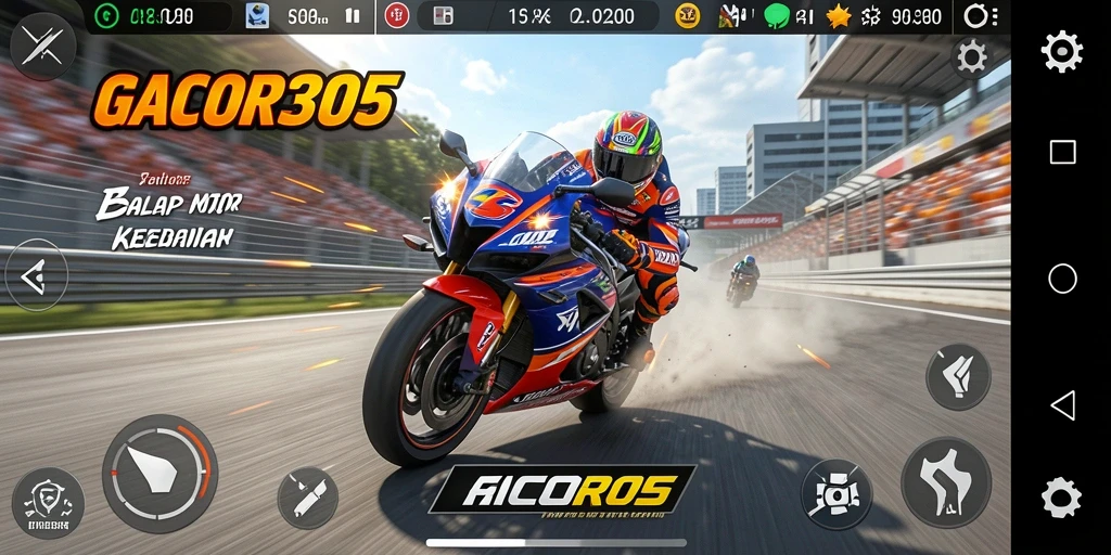 Screenshot dari gameplay GACOR305 yang menunjukkan balapan motor yang mendebarkan.