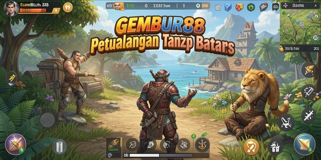 Screenshot menunjukkan petualangan seru dalam dunia terbuka yang luas.