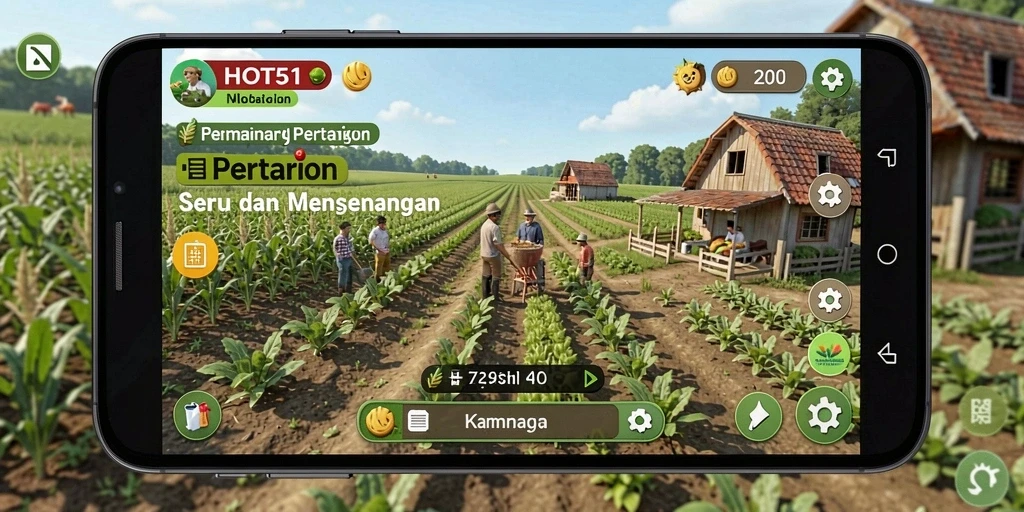 Screenshot HOT51 menampilkan gameplay seru bertani di lahan yang subur.