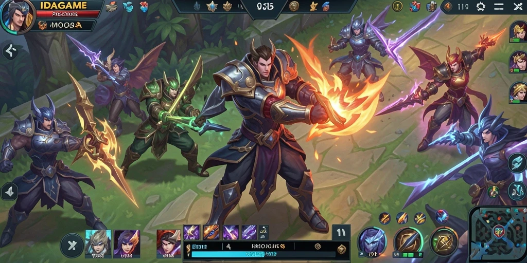 Tampilan seru gameplay MOBA di IDAGAME dengan karakter dan arena yang menakjubkan.