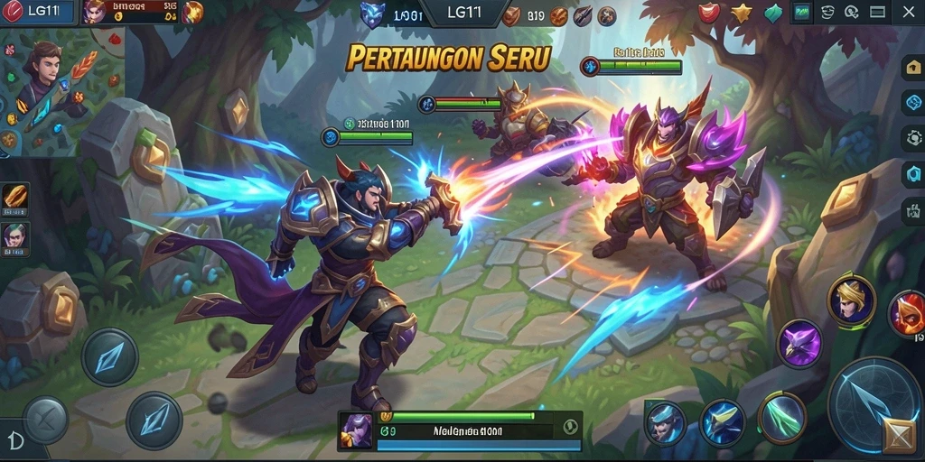 Tangkapan layar gameplay LG111 yang menunjukkan aksi seru dalam pertempuran tim.