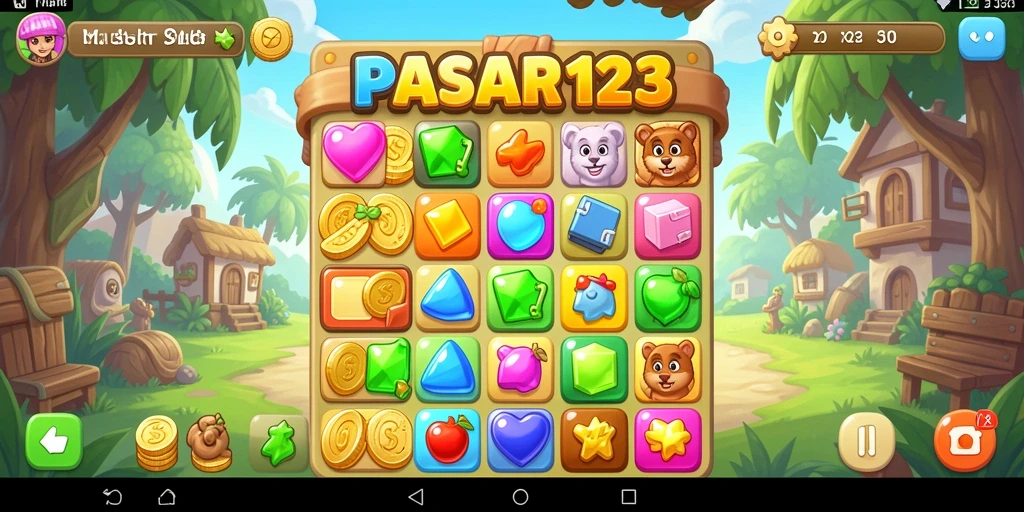 Tampilan permainan mengasyikkan dengan grafis cerah dan gameplay Match-3.