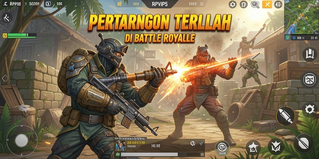 Gameplay mendebarkan RPVIP5 dalam medan perang Battle Royale.
