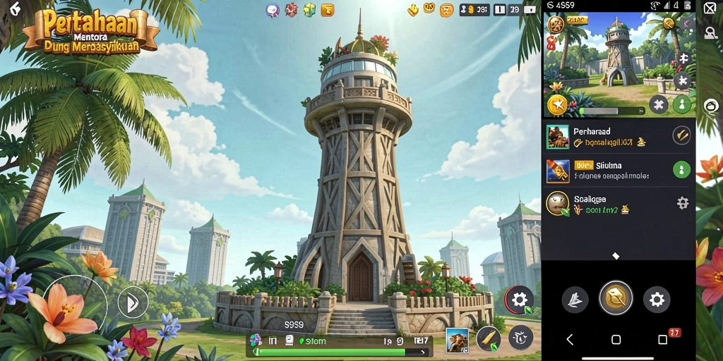 Tangkapan layar S9S9 menampilkan strategi pertahanan menara yang seru.