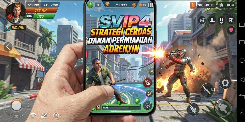Screenshot gameplay SVIP4 yang menunjukkan strategi pertempuran yang intens.