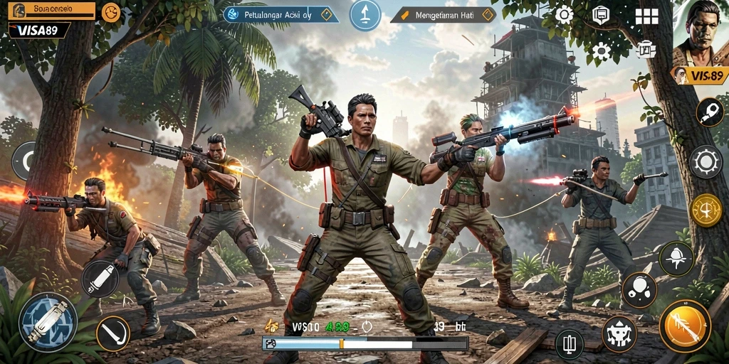 Tangkapan layar <strong>VISA89</strong> menampilkan aksi pertarungan yang intens dan grafis menawan.