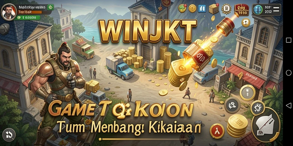 Tampilan gameplay <strong>WINJKT</strong> yang menarik dengan berbagai aspek manajemen bisnis.