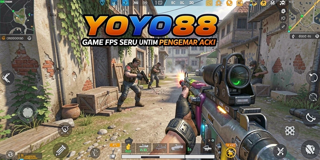 Tangkapan layar utama <strong>YOYO88</strong> menampilkan aksi dramatis gameplay FPS.